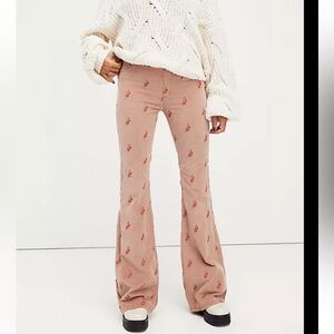 Free People We The Free Floral Embroidered corduroy flares, 70’s Retro Inspired